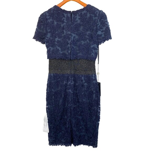 NWT Tadashi Shoji Mesh Lacy Overlay Pencil Dress Size 6 S Stretch RDD10676 - Picture 9 of 16